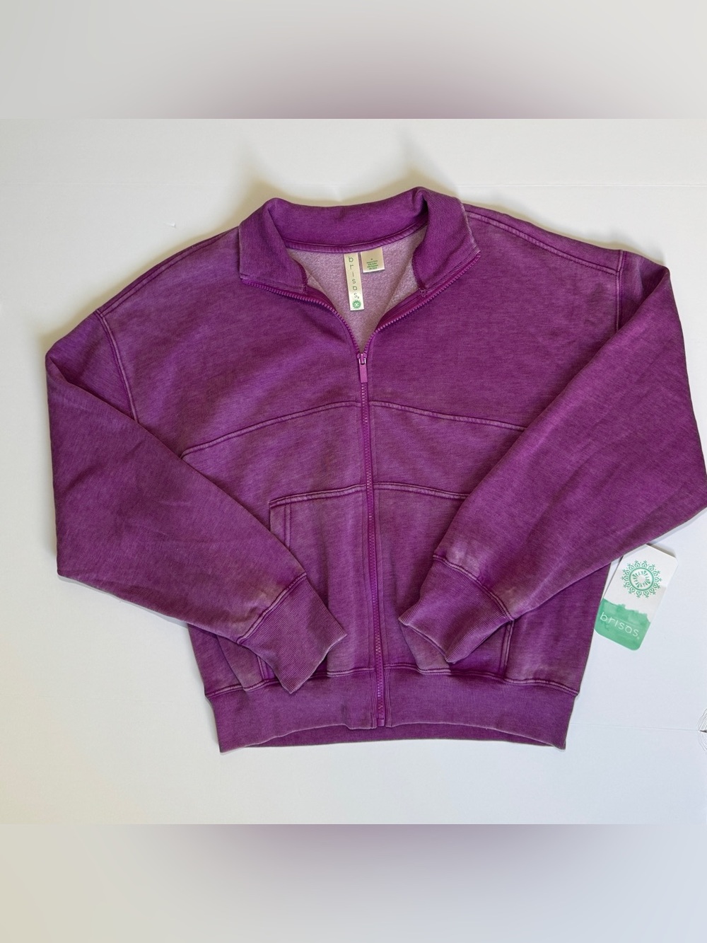 NWT purple mineral washed zip-front wweat jacket